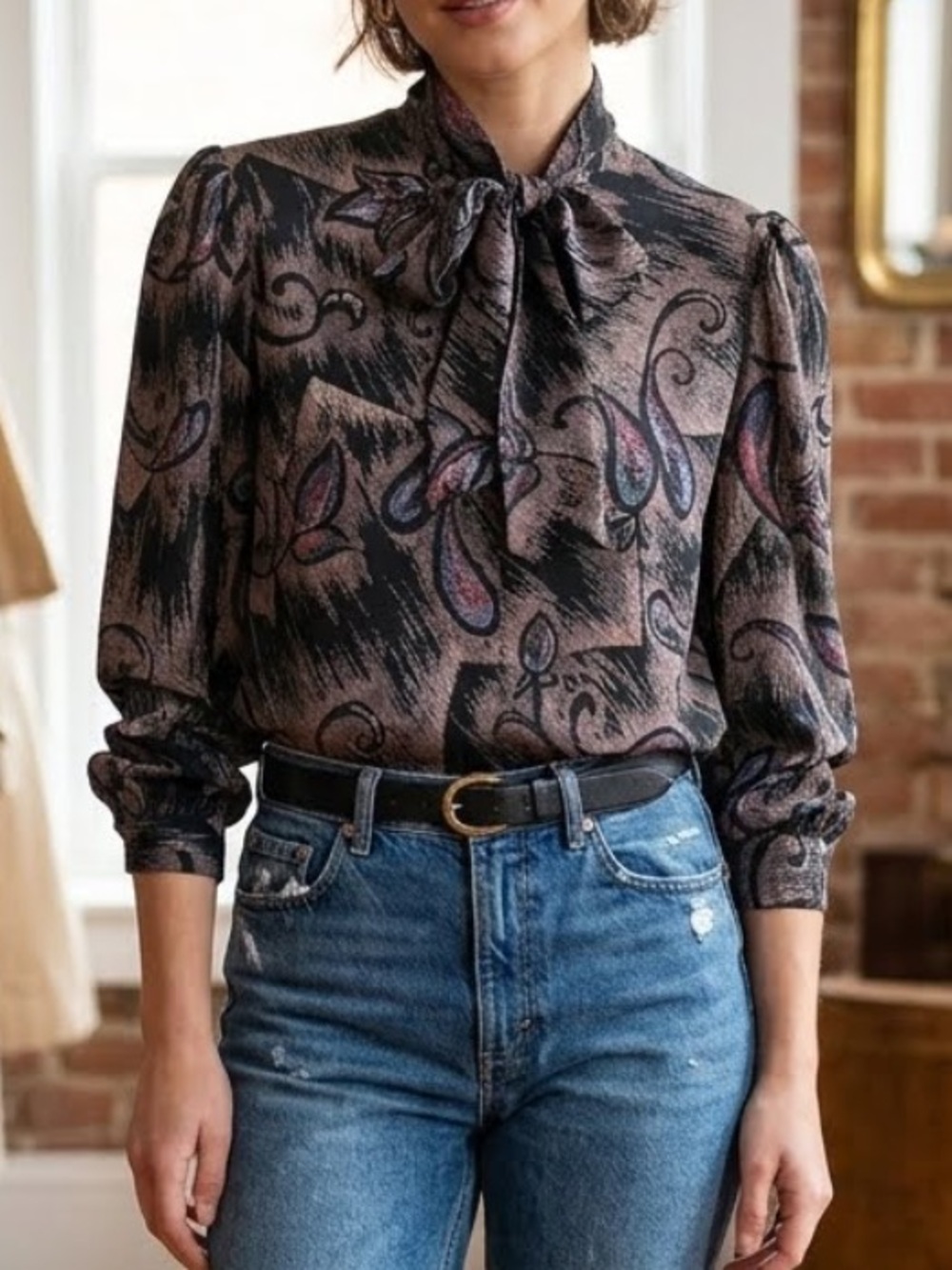 VINTAGE 90’s Helene St. Marie Paisley Printed Blouse Size 10